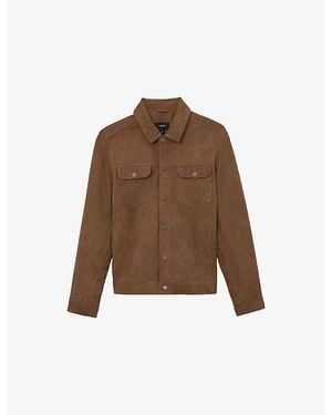 Reiss Sliken Chest-Pocket Suede Jacket - Brown