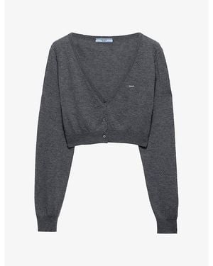 Prada Cropped Cashmere Cardigan - Grey
