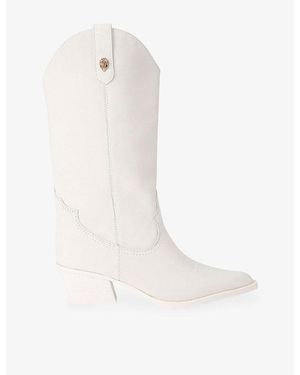 Kurt Geiger Kc Kiss Suede Heeled Cowboy Boots - White