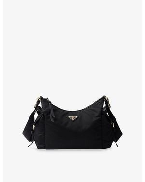 Prada Explore Large Re-Nylon And Leather Shoulder Bag - Black