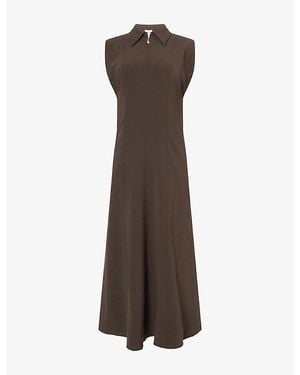 ME+EM Collared Crepe Maxi Dress - Brown