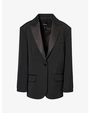 ME+EM Oversized Tux Wool-Blend Blazer - Black
