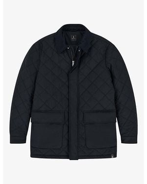 BOGGI Padded Patch-Pocket Woven Peacoat - Blue