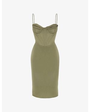 House Of Cb Myrna Corset Satin Dress - Green