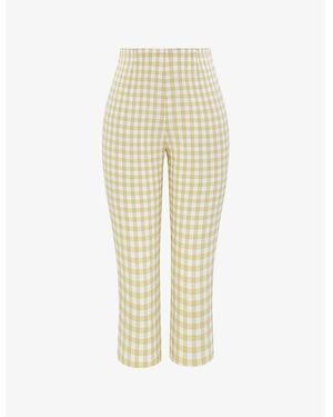 House Of Cb Carella Gingham-Print High-Rise Stretch-Woven Capri Trousers - Yellow