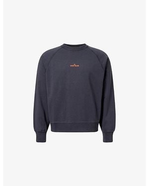 Stone Island Splatter Compass Logo Cotton-Jersey Sweatshirt - Blue
