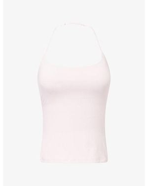 ADANOLA Ultimate Halter Cross Back Stretch-Jersey Top - Pink