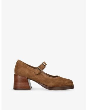 Steve Madden Lisbon-S Suede Block-Heel Mary-Jane Courts - Brown