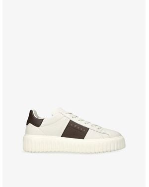 Hogan H-Stripe Branded Leather Sneakers - White