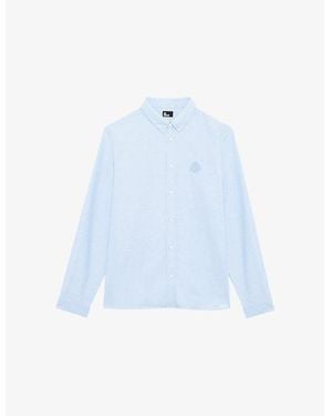 The Kooples Crest-Embroidered Regular-Fit Cotton Shirt - Blue