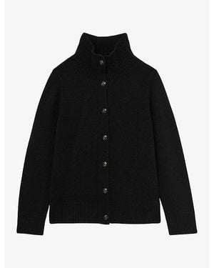 Reiss Charly Funnel-Neck Wool And Cashmere Cardigan - Black