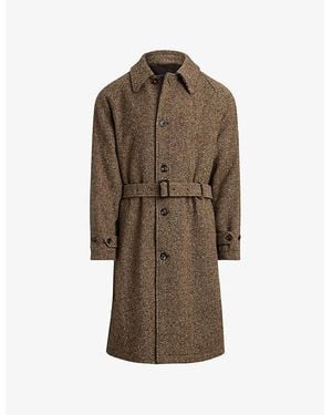 Polo Ralph Lauren Herringbone Belted-Waist Wool Coat - Brown