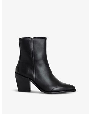 Zadig & Voltaire Cara Pointed-Toe Leather Ankle Boots - Black