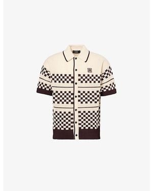 Amiri Chequered Short-Sleeves Wool-Blend Shirt - White