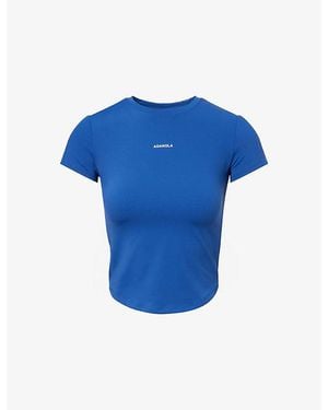 ADANOLA Ultimate Curved-Hem Stretch-Woven Top - Blue