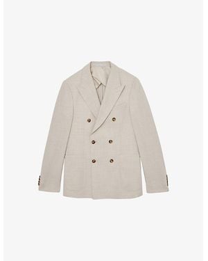Reiss Belmont Double-Breasted Stretch Wool-Blend Blazer - Natural