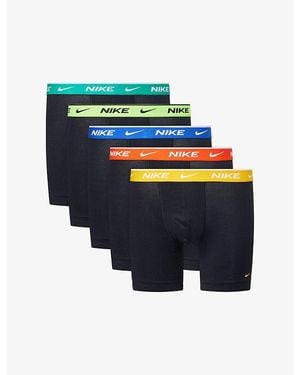 Nike Essential Pack Of Five Cotton-Stretch Boxer Briefs - Blue