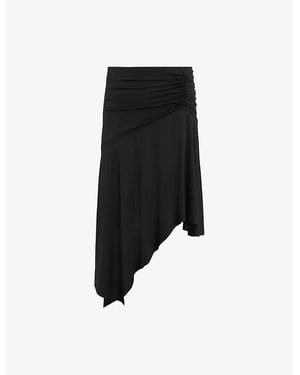 AllSaints Annalie Asymmetric-Hem Stretch-Jersey Midi Skirt - Black