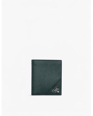 Prada Saffiano Bi-Fold Leather Wallet - Green