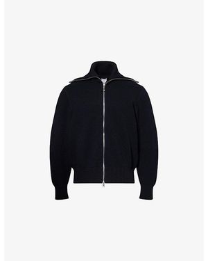 Bottega Veneta High-Neck Double-Knit Wool And Cotton Cardigan - Black