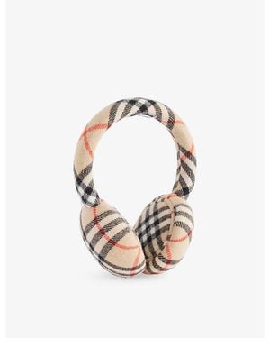 Burberry Check-Print, Wool And Cahmere-Blend Earmuffs - Metallic