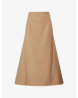 Huishan Zhang Vicky Jacquard Wool Midi Skirt - Natural