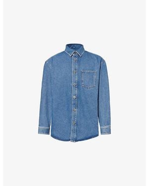 Loewe Anagram-Embroidery Long-Sleeves Denim Overshirt - Blue