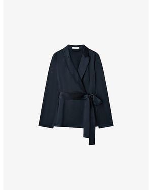 JOSEPH Archer Silk-Satin Jacket - Blue