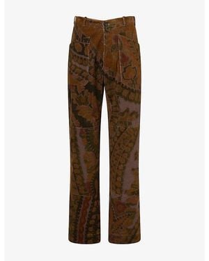 Dries Van Noten Porten Straight-Leg Cotton-Corduroy Pants - Brown
