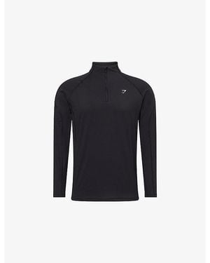 GYMSHARK Performance 1/4 Zip Stretch-Jersey Top - Blue