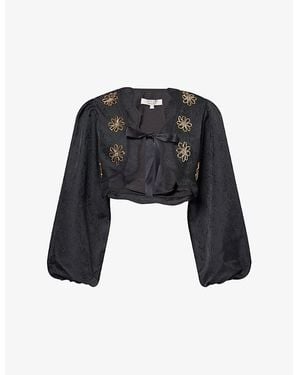 Sister Jane Sol De Noche Beaded Woven Jacket - Black
