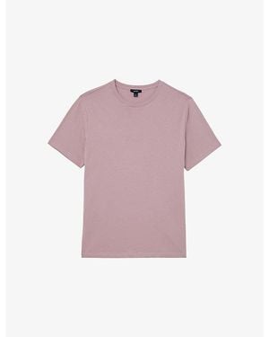 Reiss Bless Crewneck Short-Sleeve Cotton T-Shirt - Purple