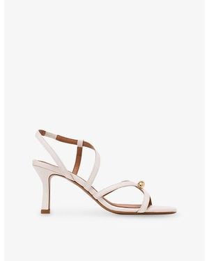 Maje Bean-Embellished Leather Heeled Sandals - White