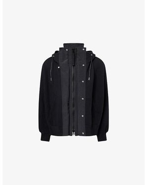Sacai Sponge Relaxed Cotton-Nylon Blend Hoody - Black