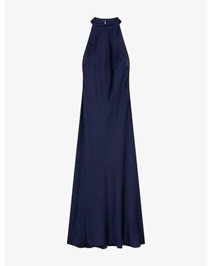 OMNES Seychelles Halterneck Satin Maxi Dress - Blue