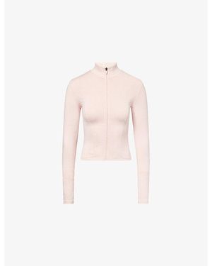 BO+TEE High-Neck Stretch-Woven Zip Jacket - Pink