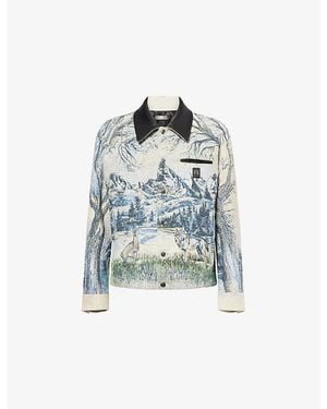 Amiri Mountain Graphic-Print Cotton Blend Blouson Jacket - Blue