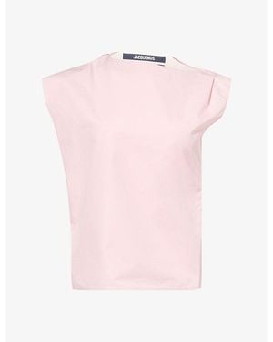 Jacquemus La Haut Drap Sleeveless Cotton-Poplin Top - Pink
