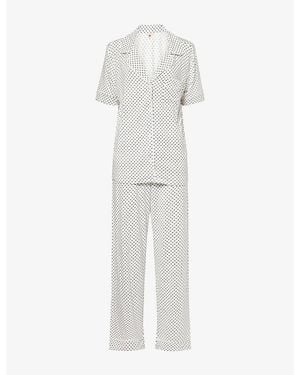Eberjey Printed Short-Sleeve Modal-Jersey Pyjama Set - White