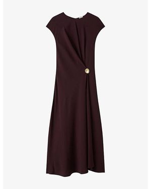 JOSEPH Taipan Draped-Waist Crepe Maxi Dress - Purple