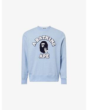 A Bathing Ape X Ovo University Crewneck Cotton-Jersey Sweatshirt - Blue