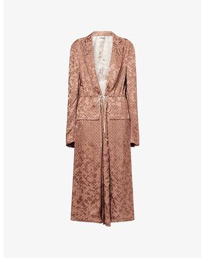 Dries Van Noten Rastino Geometric-Print Satin Coat - Pink