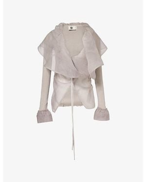 Marc Le Bihan Ruffled-Trim Silk-Blend Blouse - White