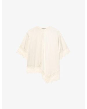 AllSaints Lenny Round-Neck Lace-Embroidered Cotton T-Shirt - White
