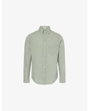 GANT Logo-Embroidered Regular-Fit Linen Shirt - Green