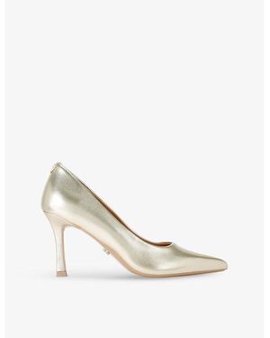 Carvela Kurt Geiger Corletta Pointed-Toe Metallic Faux-Leather Heeled Courts - White