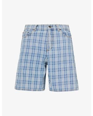 Burberry Douglas Checked Denim Shorts - Blue
