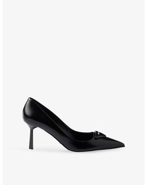 Prada Logo-Plaque Leather Pumps - Black