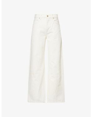 PAIGE Arellia 32' Twisted-Seams Barrel-Leg Denim Jeans - White