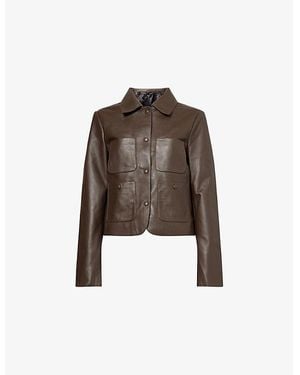 ME+EM Patch-Pocket Leather Jacket - Brown
